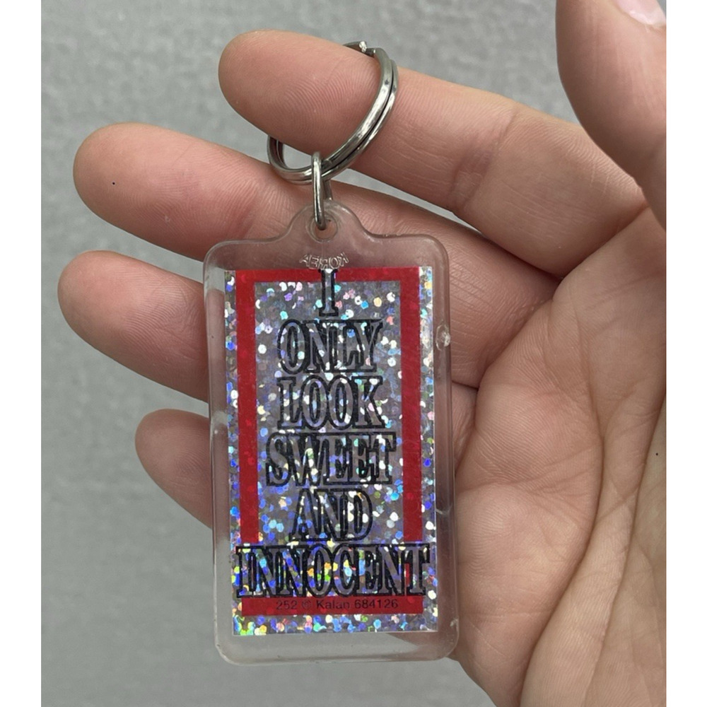 VTG 90s I Only Look Cute and Innocent Keychain Humor Purse Backpack Y2K